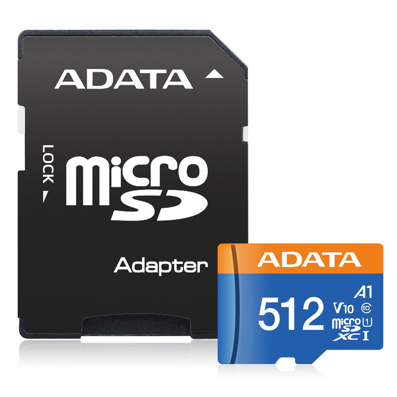 کارت حافظه‌ microSDXC ای دیتا مدل premier کلاس 10 استاندارد UHS-I U1 سرعت 100 MBps ظرفیت 512 گیگابایت به همراه آداپتور SD