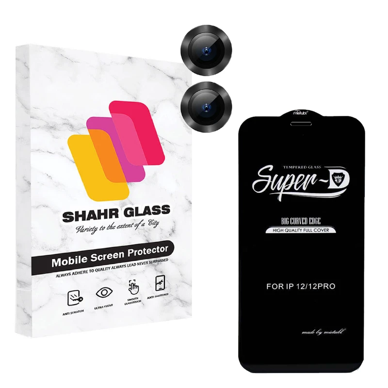 محافظ لنز دوربین شهر گلس مدل 2S-RING مناسب برای گوشی موبایل اپل iPhone 12 به همراه محافظ صفحه نمایش