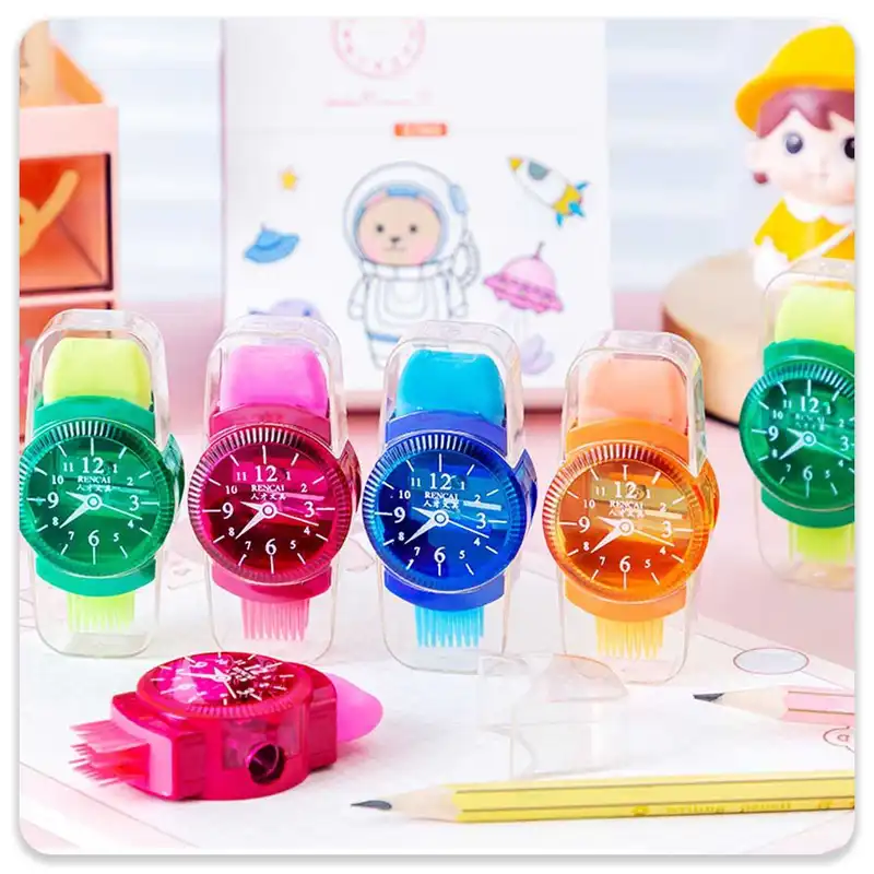 تراش مدل مخزن دار پاکن دار طرح ساعت به همراه مداد