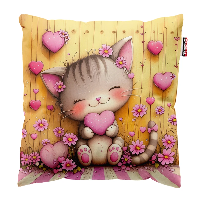 کوسن پاد آفرین مدل فانتزی طرح گربه کد PK402361 سایز 40*40 سانتی متر