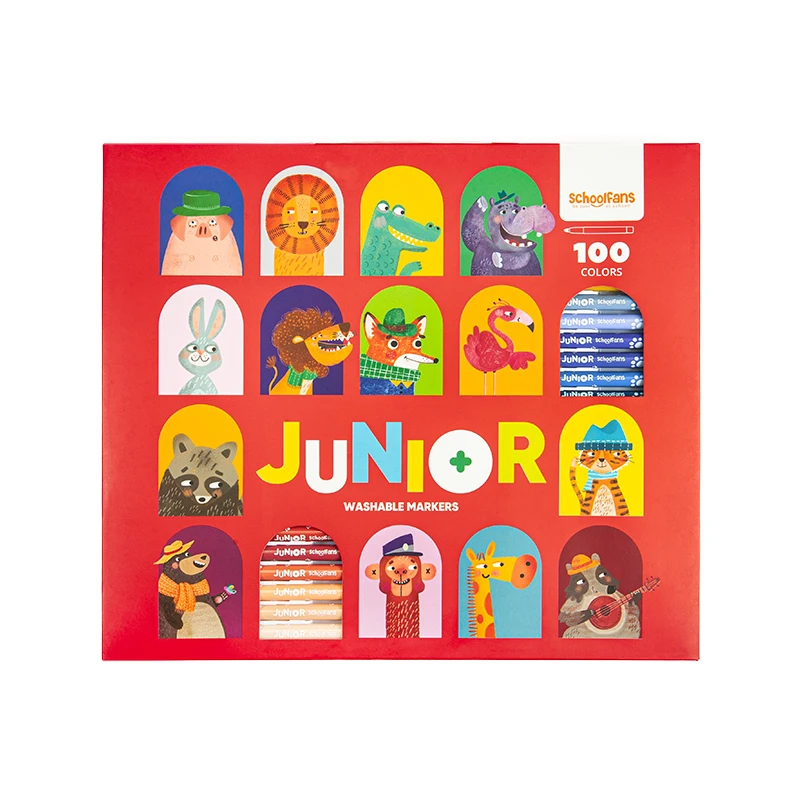  ماژیک رنگ آمیزی 100 رنگ اسکول فنز مدل جونیور کد 922206 