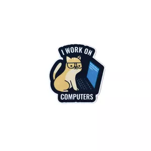 استیکر لپتاپ طرح I work on computers کد 0198