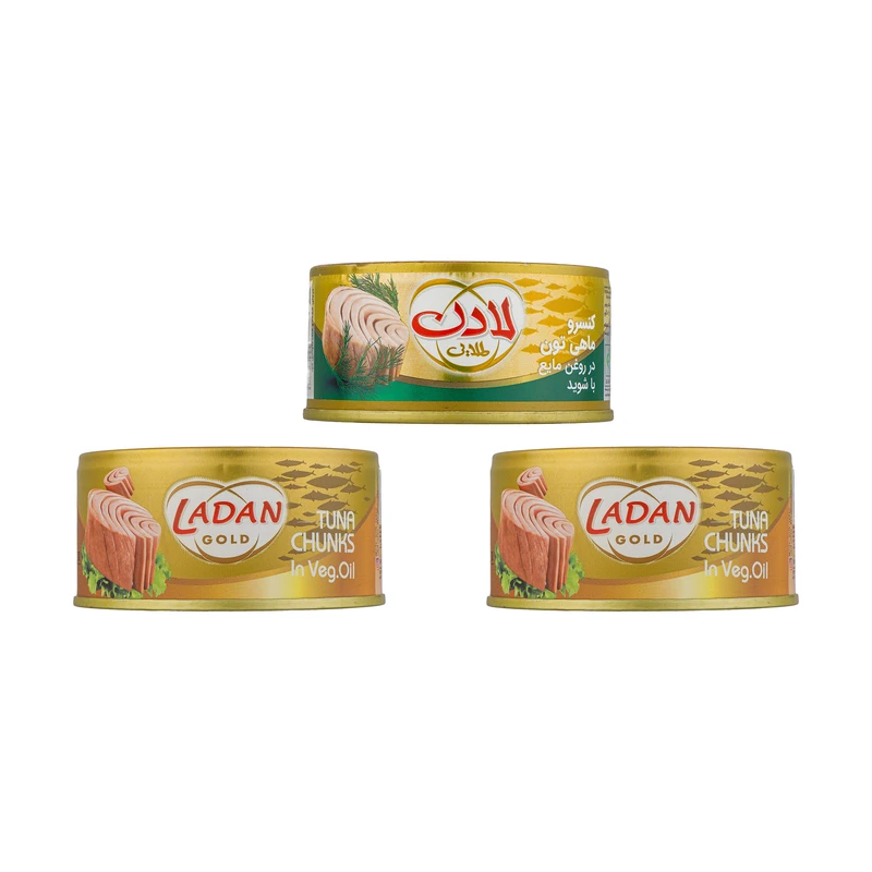 کنسرو تن ماهی طلایی  در روغن مایع لادن - 150 گرم  بسته 3 عددی