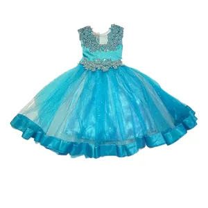 پیراهن دخترانه مدل آیلار 1405 رنگ آبی