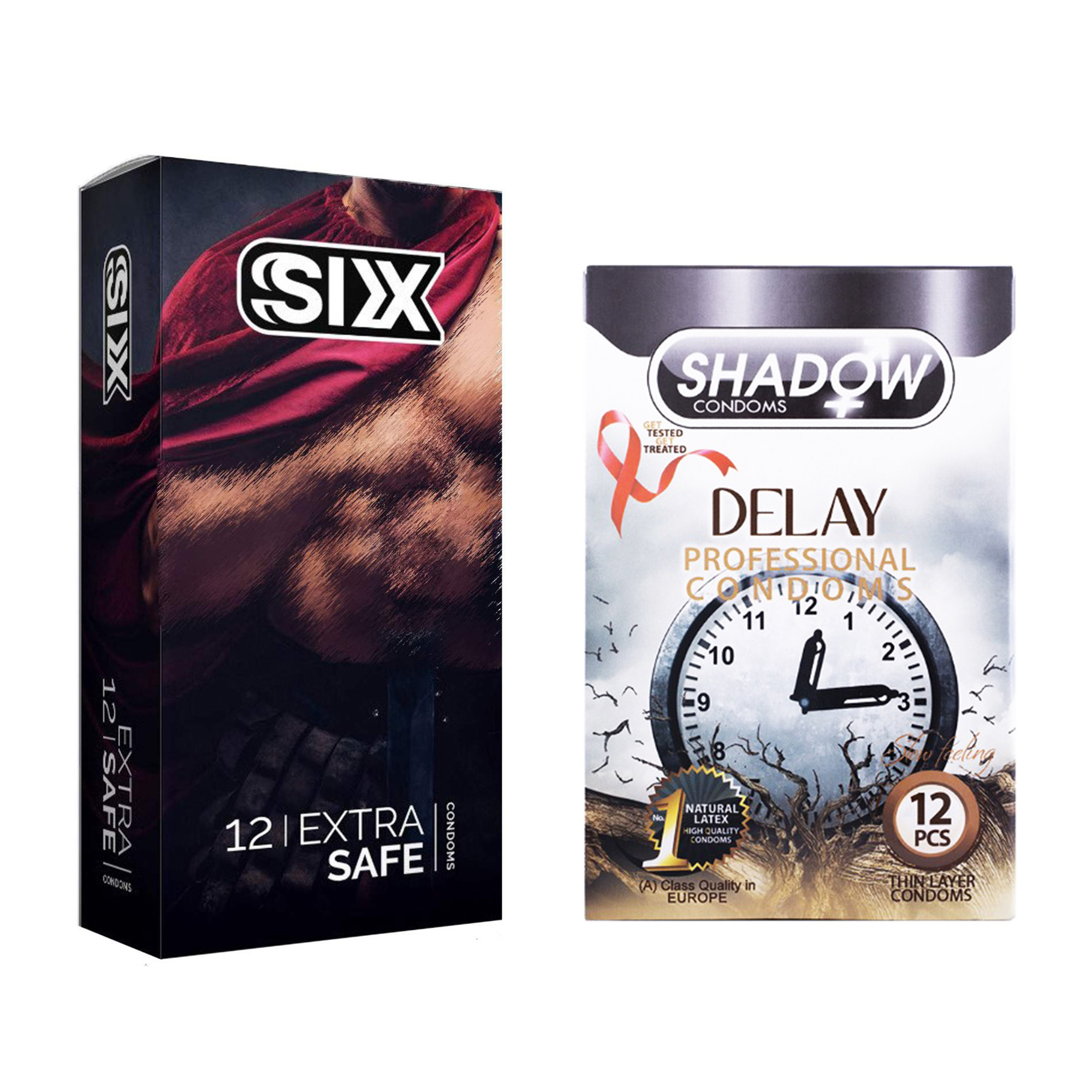  کاندوم سیکس مدل Max Safety بسته 12 عددی به همراه کاندوم شادو مدل Delay بسته 12 عددی