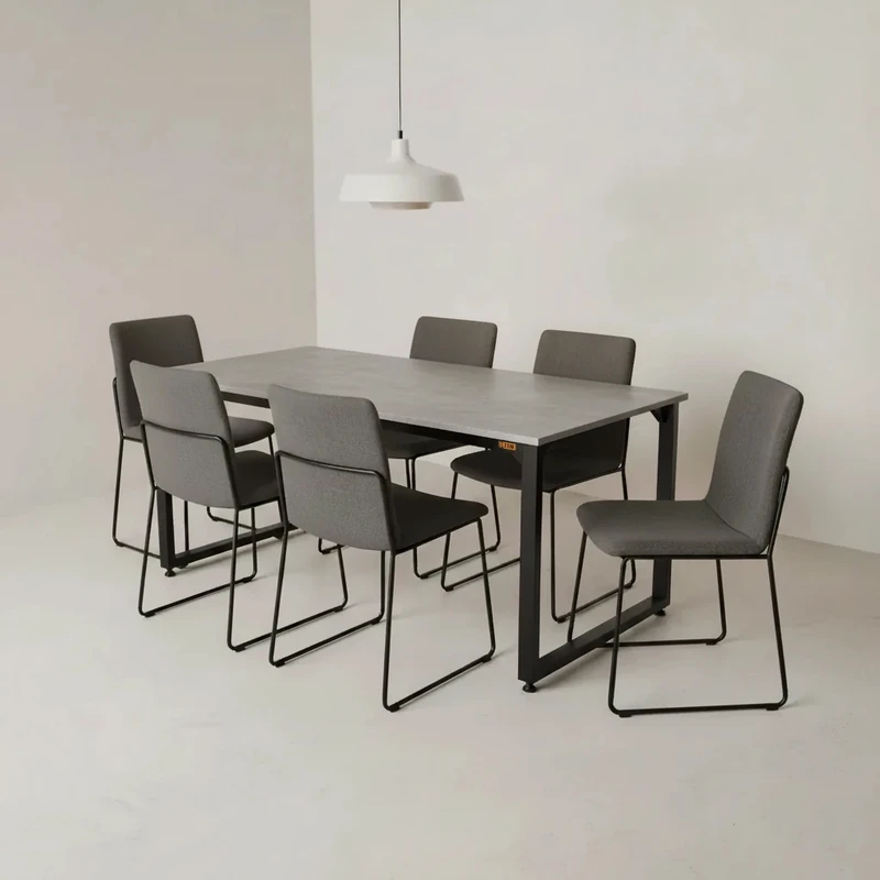 میز ناهارخوری شش نفره دیزم مدل مونتاژی LNC_asm_160×90_GR