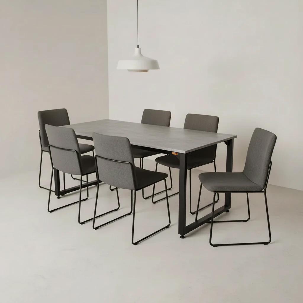 میز ناهارخوری شش نفره دیزم مدل مونتاژی LNC_asm_150×90_GR
