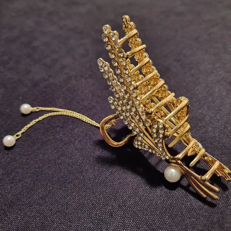 کلیپس مو زنانه مدل فلزی طرح گندم