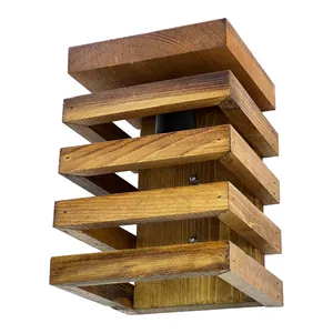 چراغ دیواری ای دی ام وود مدل چوبی شیار دار کد W-90