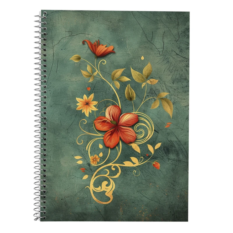 دفتر زبان 50 برگ مدوپد مدل سه خط طرح گل کد DF13332