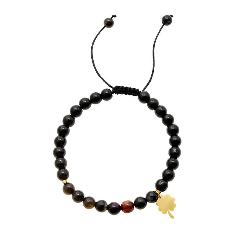 دستبند زنانه دلنار گالری مدل سنگ عقیق و گل شبدر