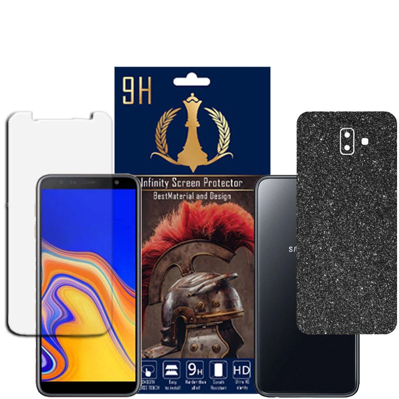 برچسب پوششی اینفینیتی مدل PRO MAX مناسب برای گوشی موبایل سامسونگ GALAXY J6 PLUS به همراه محافظ صفحه نمایش