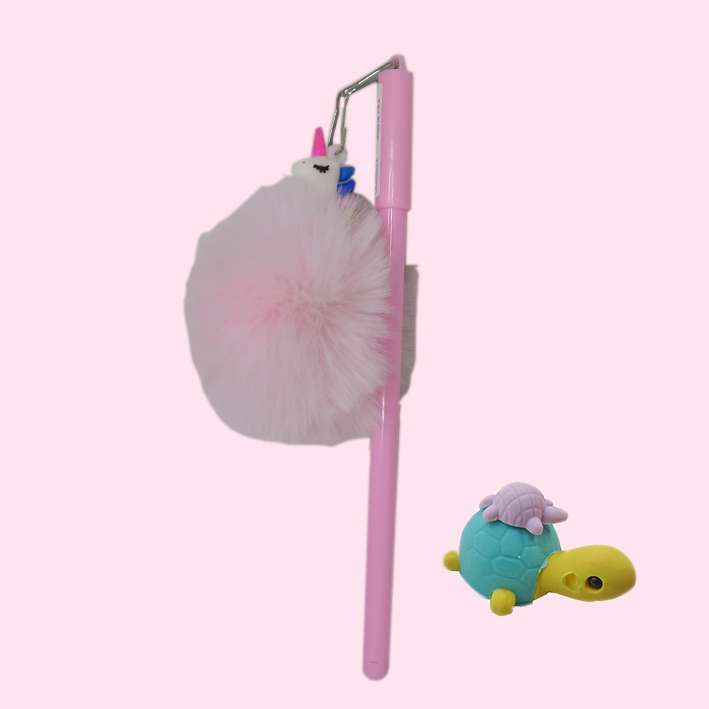 روان نویس مدل پوم پوم پولیشی یونیکورن اسب تک شاخ کدp به همراه پاک کن