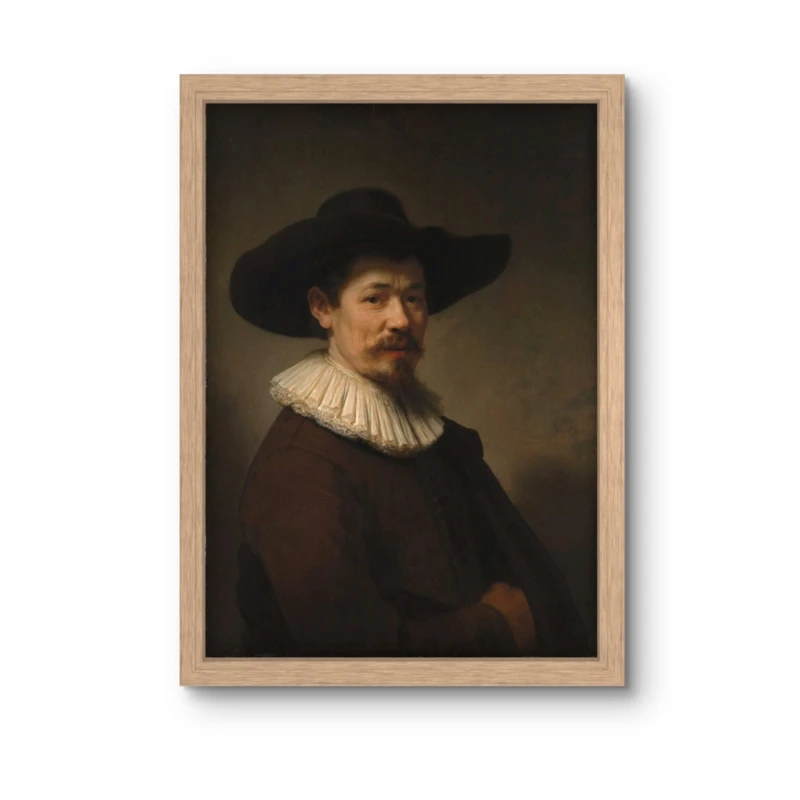 تابلو مدل دکوراتیو طرح رامبرانت کد A4 فریم رنگ چوب