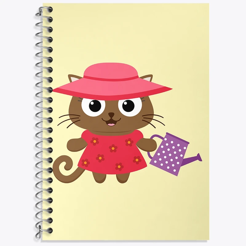 دفتر زبان 50 برگ خندالو مدل سه خط طرح گربه باغبان کد N1055