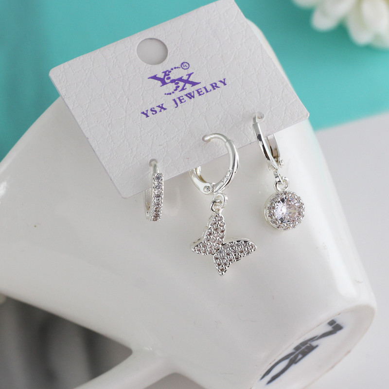 گوشواره زنانه وای اس ایکس مدل پروانه کد J659 بسته سه عددی