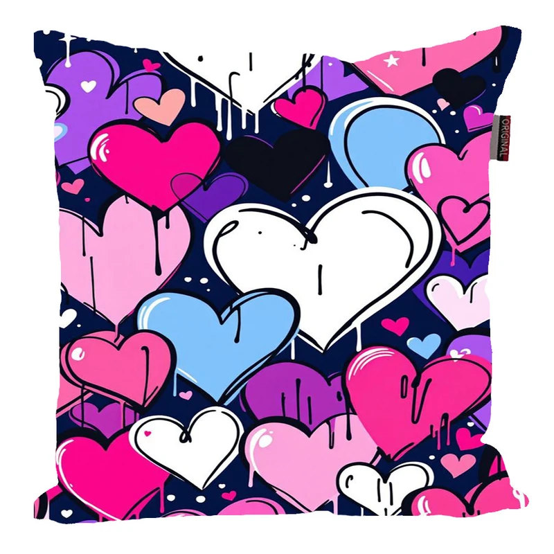 کوسن پاد آفرین مدل فانتزی طرح قلب رنگی کد p112