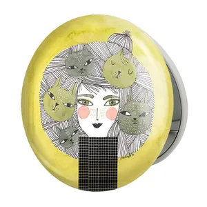 آینه جیبی خندالو طرح دخترونه مدل تاشو کد 6118 