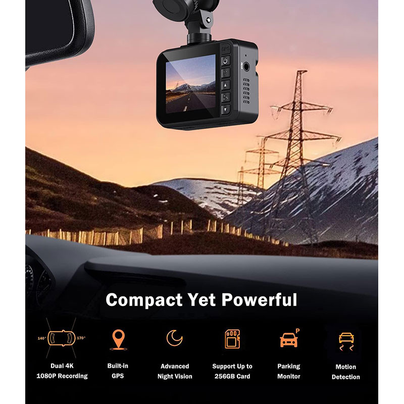 دوربین ثبت وقایع خودرو اسمارطور مدل ZD47 4K WiFi به همراه دوربین عقب و GPS