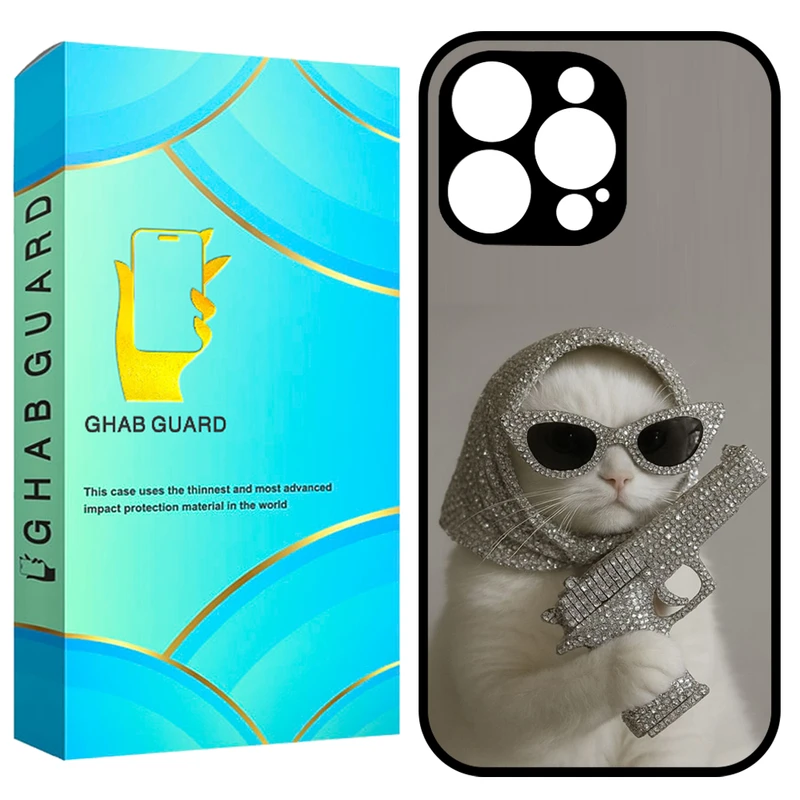 کاور قاب گارد طرح گربه و تفنگ مدل GCHP16P مناسب برای گوشی موبایل اپل iPhone 16 Pro