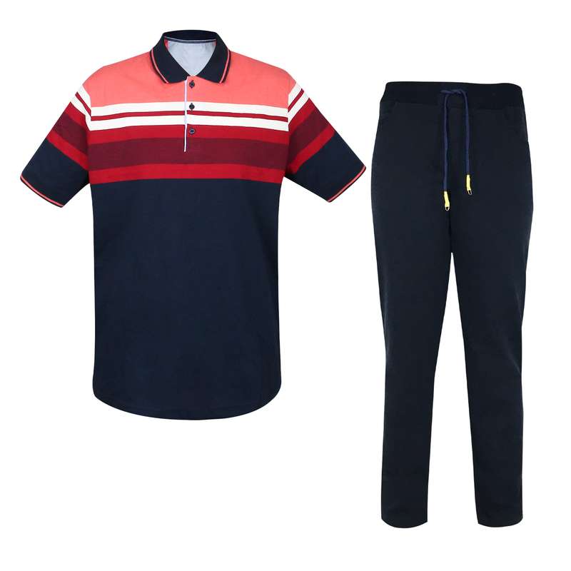 ست پولوشرت و شلوار مردانه پیکسل مدل راه راه