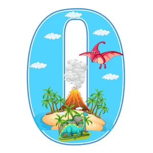  استند رومیزی تولد مدل عدد 0 طرح دایناسور کد 1883