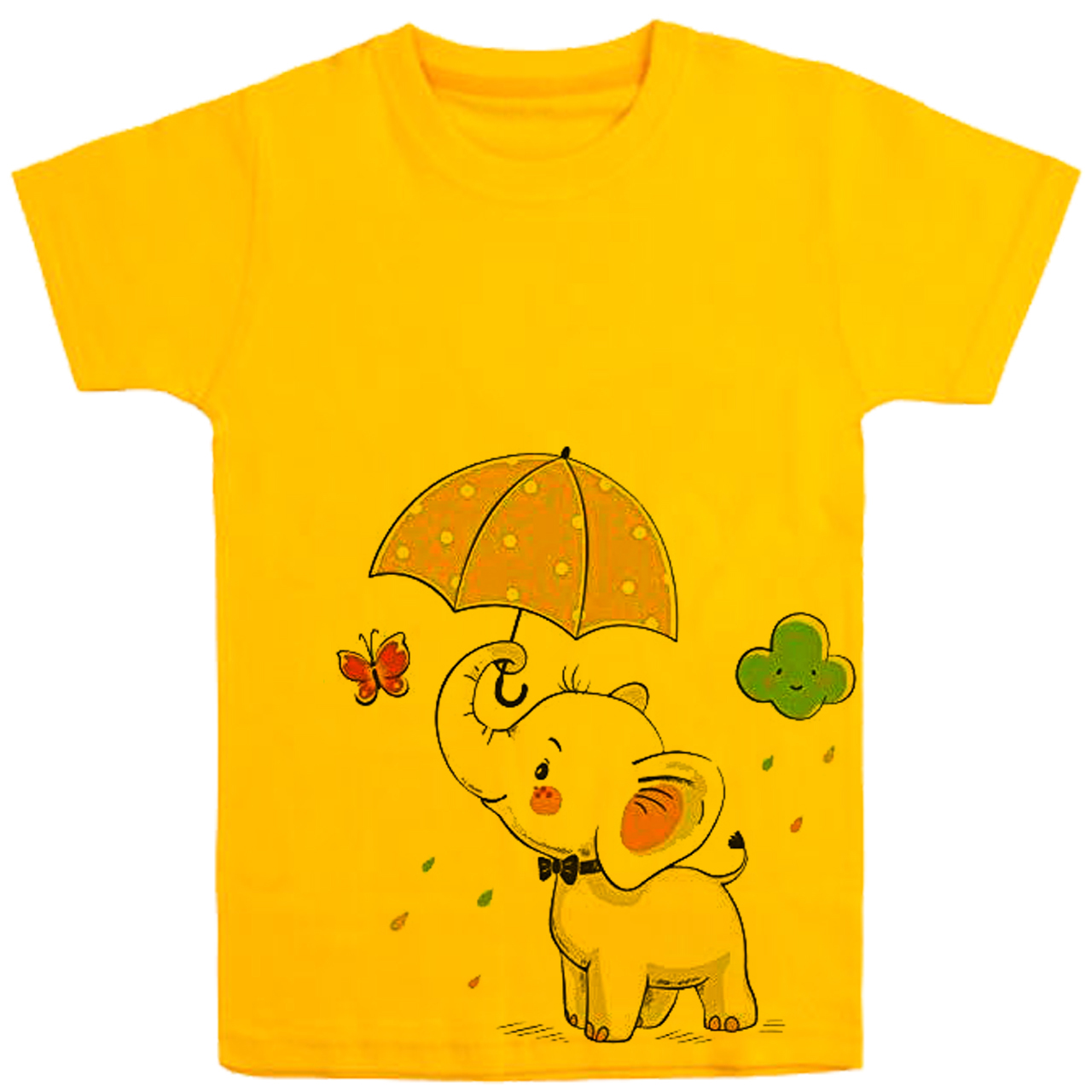 تی شرت آستین کوتاه دخترانه مدل بچه فیل F16 رنگ زرد