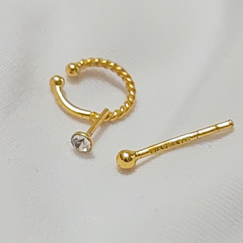 پیرسینگ نقره زنانه اکسسورایز مدل مروارید و کریستال مجموعه 3 عددی