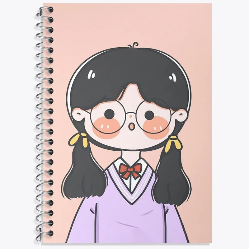 دفتر زبان 50 برگ خندالو مدل دو خط طرح دخترانه کیوت کد N2176