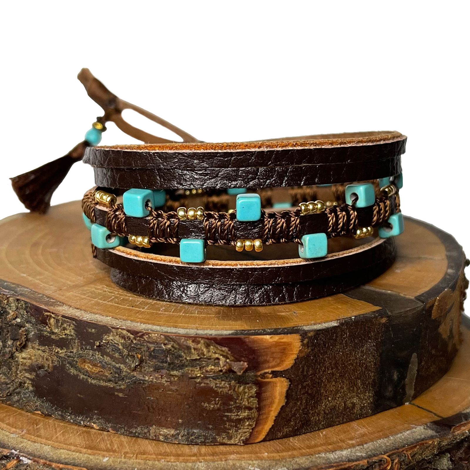 دستبند زنانه دل تافته مدل چرم طبیعی Del_WB07 - - 2