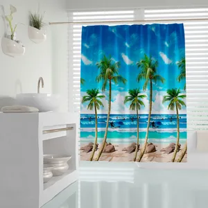پرده حمام دلفین مدل Palmbeach سایز 180x200 سانتی متر