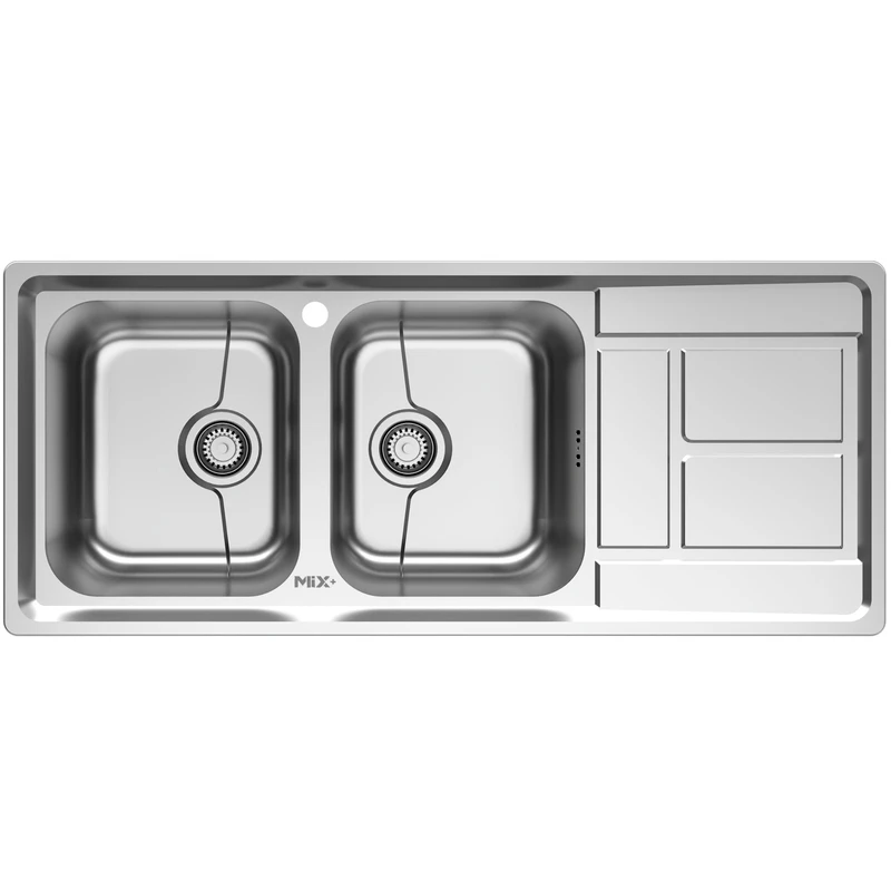 سینک ظرفشویی استیل توکار دو لگنه میکس پلاس مدل S800