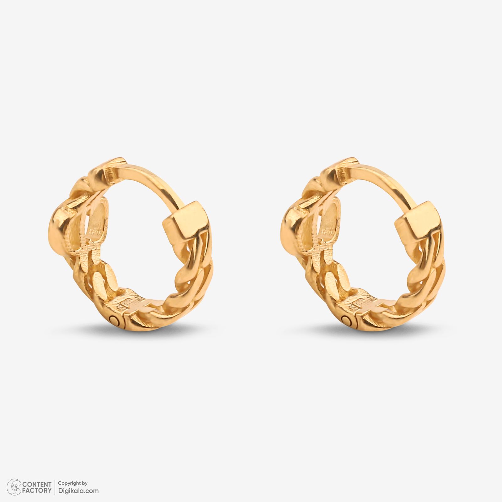 گوشواره حلقه‌ای طلا کم اجرت  18 عیار زنانه گلدم مدل E244031 -  - 5