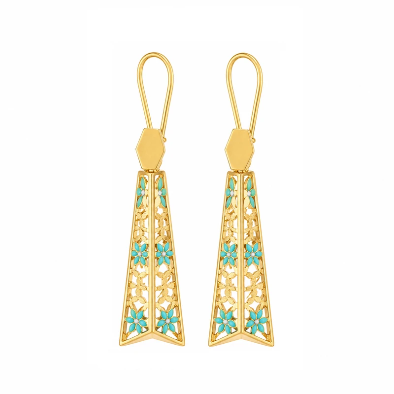 گوشواره عصایی طلا 18 عیار زنانه مان گالری مدل رونیز کد EA01-0023400
