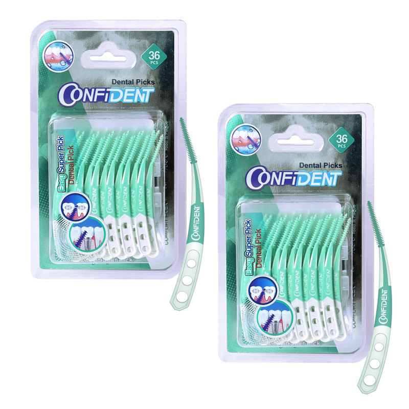 نخ دندان کانفیدنت مدل Easy Super Pic-Crooked دو بسته 48 عددی