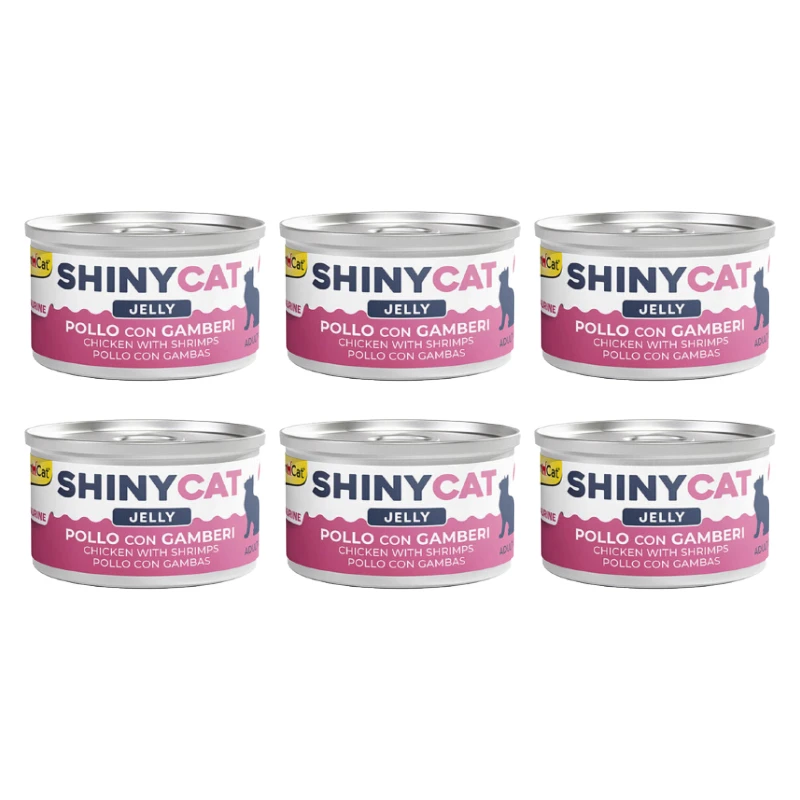 کنسرو غذای گربه بالغ جیم کت مدل Cat Canned Food With Chicken & Shrimp طعم مرغ و میگو وزن 70 گرم بسته 6 عددی