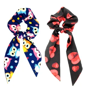 کش مو زنانه دلنار گالری مدل اسکرانچی خرگوشی قلب آبرنگی و جغد مجموعه 2 عددی