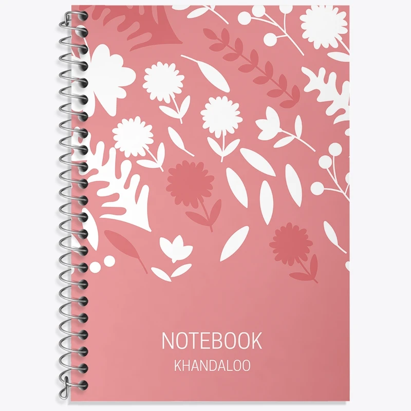 دفتر زبان 50 برگ خندالو مدل دو خط طرح مینیمال گل کد N180