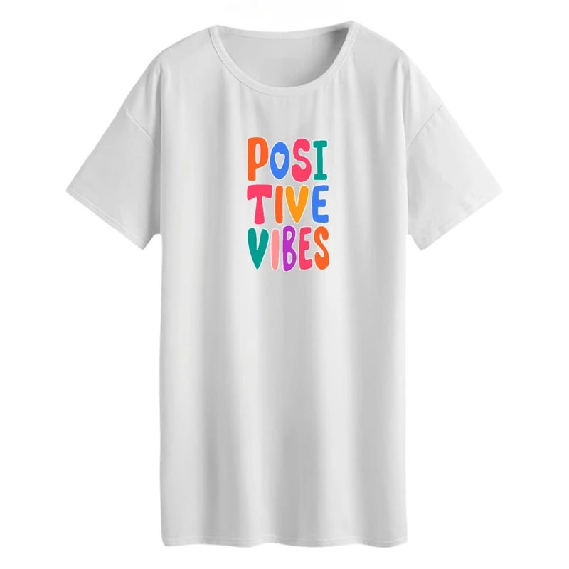 تی شرت لانگ زنانه مدل انرژی مثبت