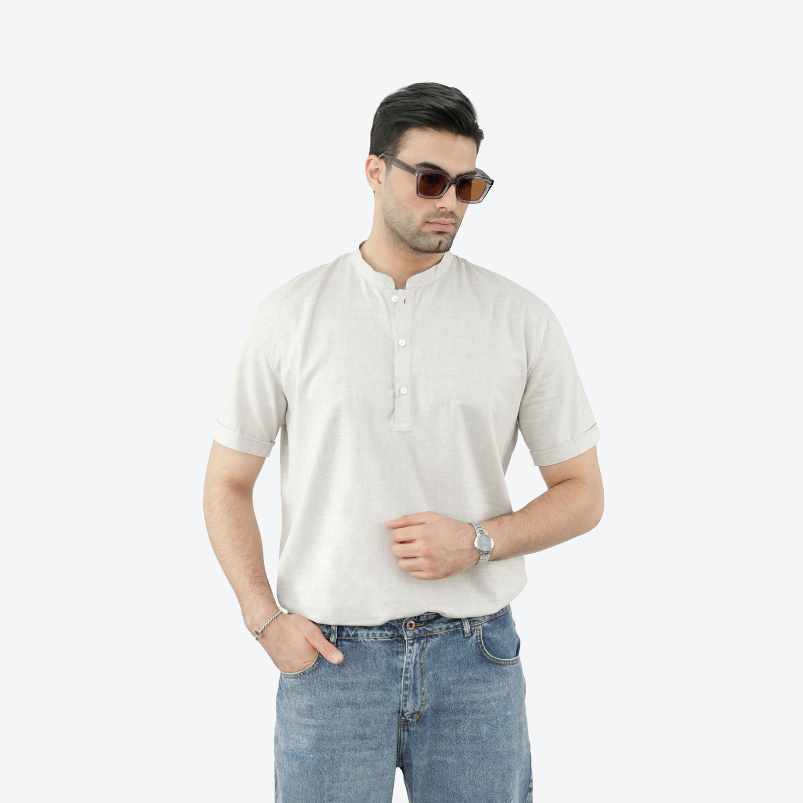 پیراهن آستین کوتاه مردانه پاتن جامه مدل یقه فرنچ 121721020034440