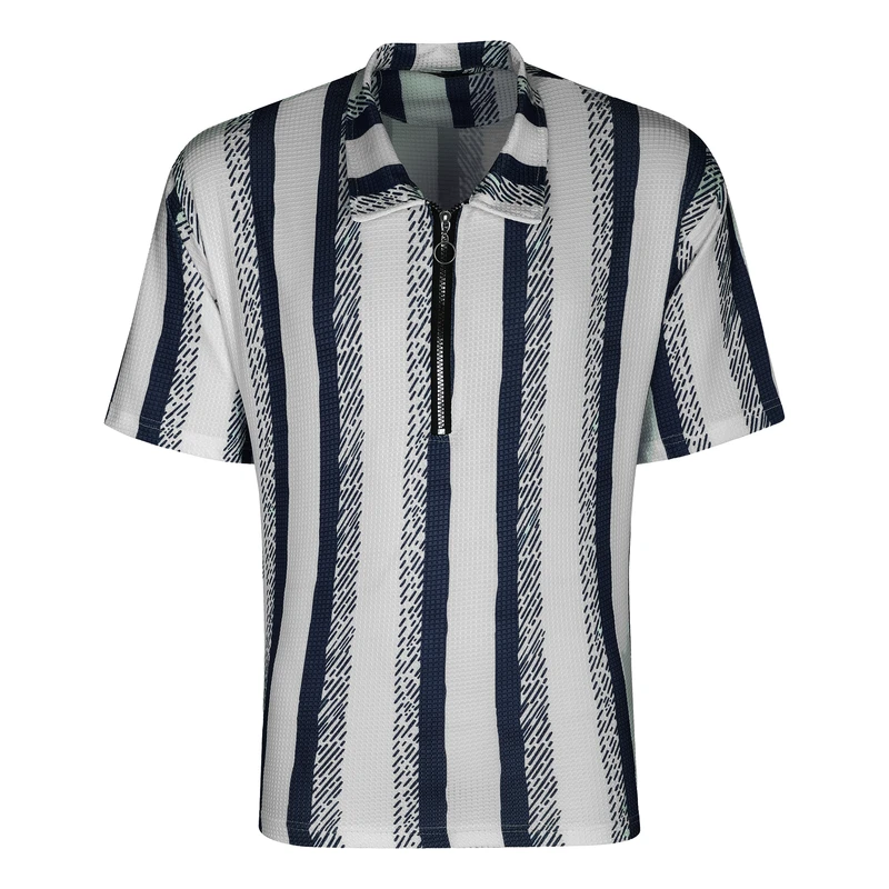 پولوشرت آستین کوتاه مردانه مدل نیم زیپ بیسکویتی کد ZEBRA-S-AB