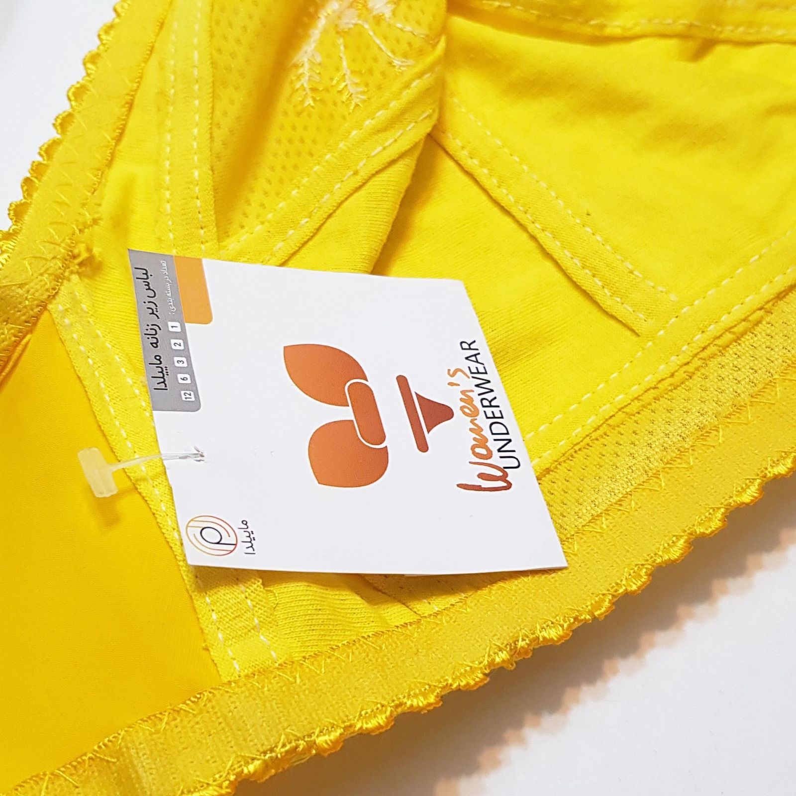 سوتین زنانه ماییلدا مدل بدون فنر گیپور گلدار کد 5056 رنگ زرد -  - 6