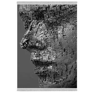 فرش پارچه‌ای دفه مدل فرشینه شانل مخمل طرح فانتزی کد 7080