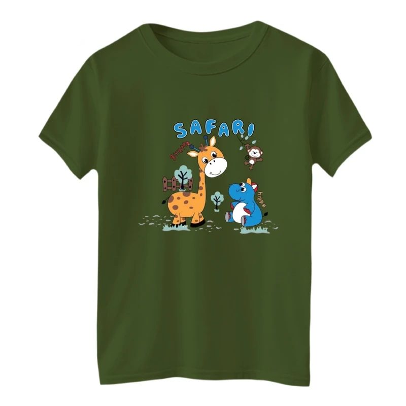 تی‌شرت آستین کوتاه لانگ بچگانه مدل زرافه و دوستان