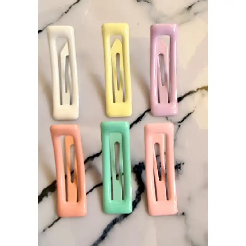 گیره مو زنانه مدل تق تقی مستطیلی کد Brg 99 بسته 6 عددی