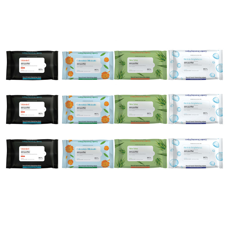 دستمال مرطوب بیول مدل SKIN PURIFIER مجموعه 12 عددی
