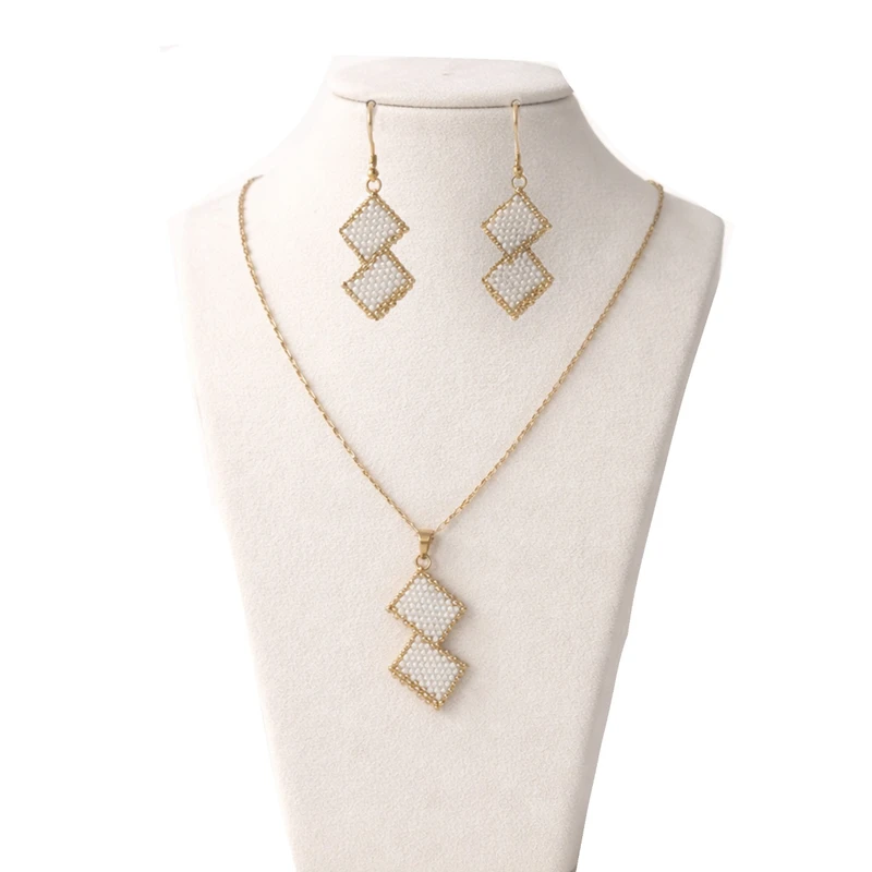 ست گردنبند و گوشواره دست ساز مدل wh