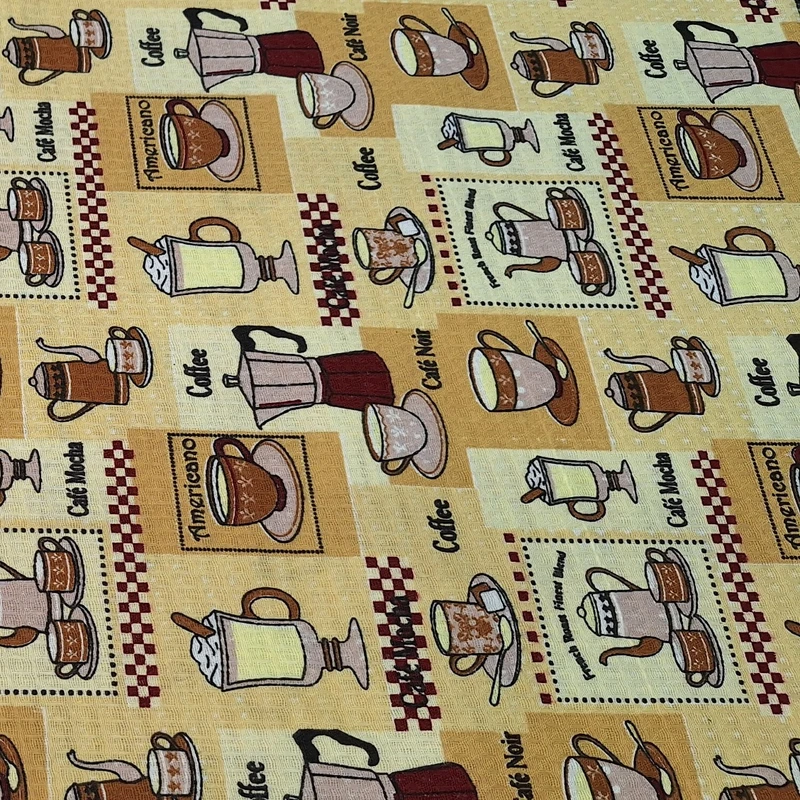 پارچه آشپزخانه عرض ۱.۴۰ متر مدل قهوه  رنگ کرم