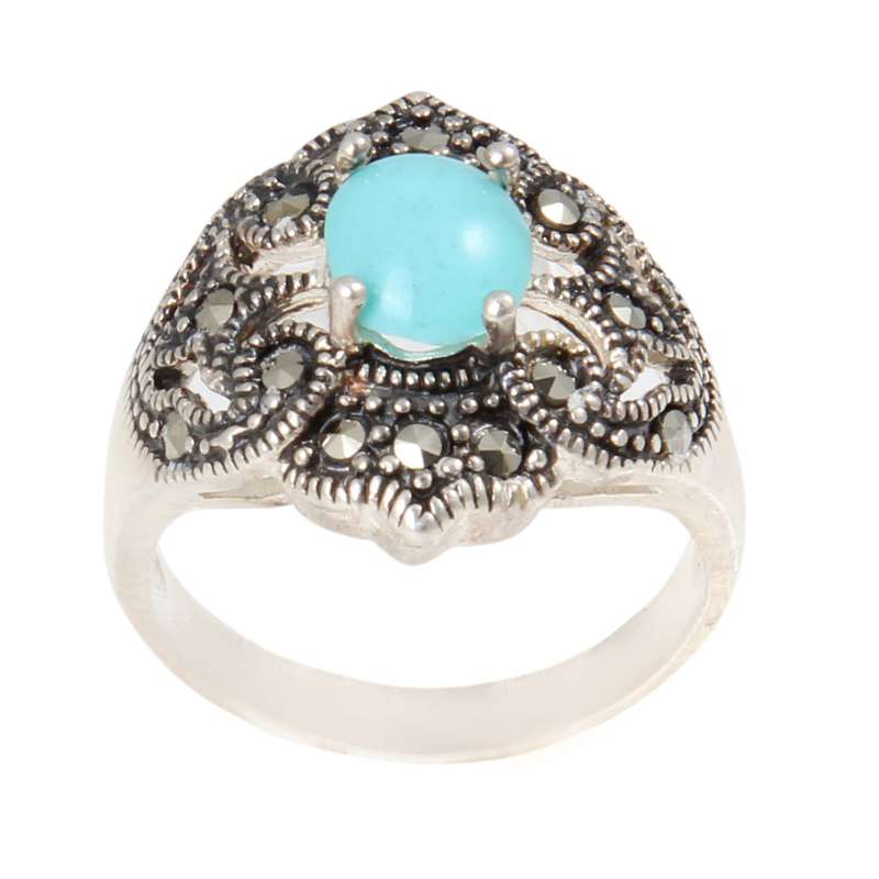 انگشتر نقره زنانه بازرگانی میلادی مدل فیروزه نیشابور کد AW_523