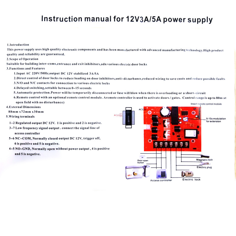 دستگاه کنترل تردد کارتی و رمزی کد RFID 125KHZ همراه تگ و تغذیه مخصوص